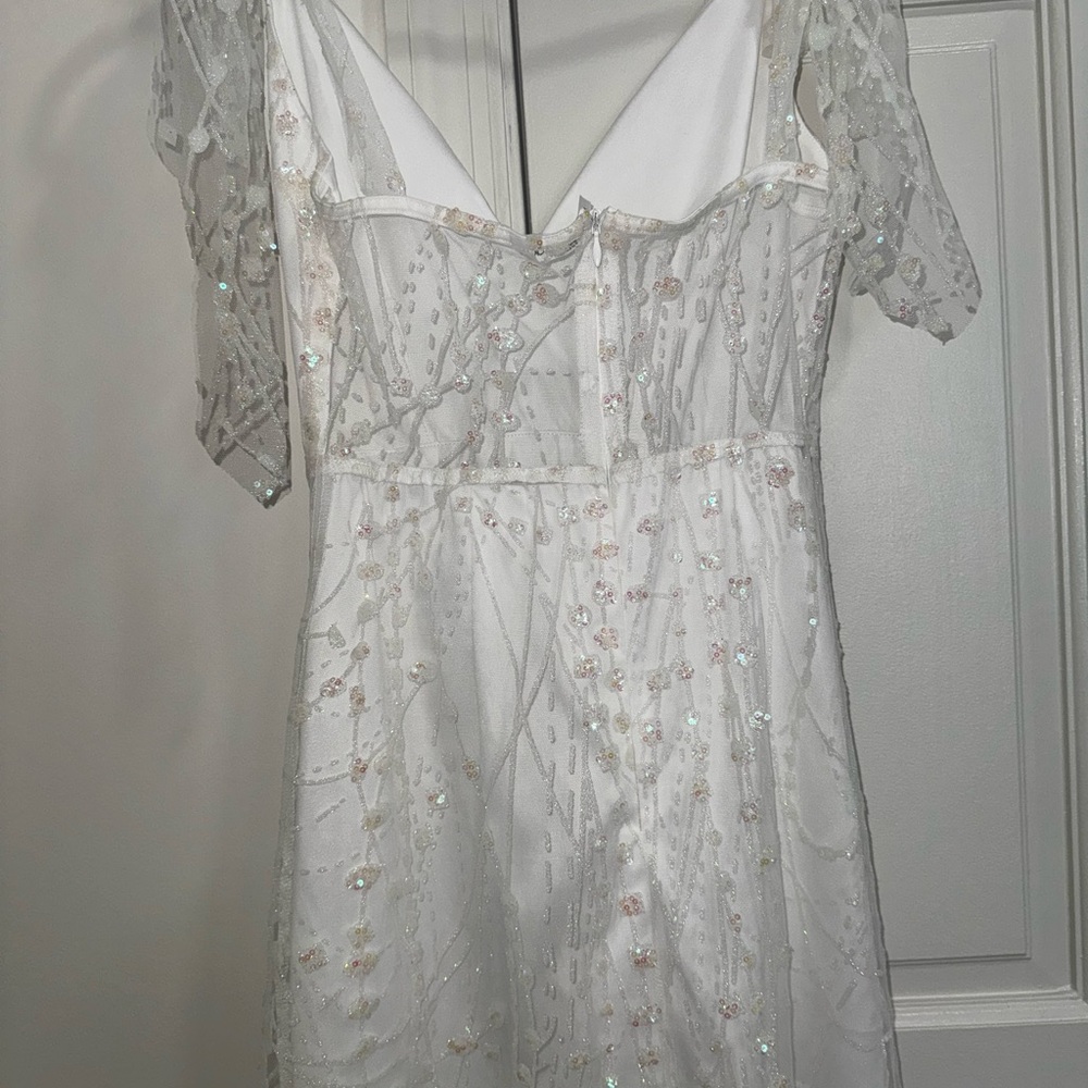 Lucy in the Sky Lace Sequin Dress w/ Bow Strap - perfect for soon to be brides! - Picture 4 of 5